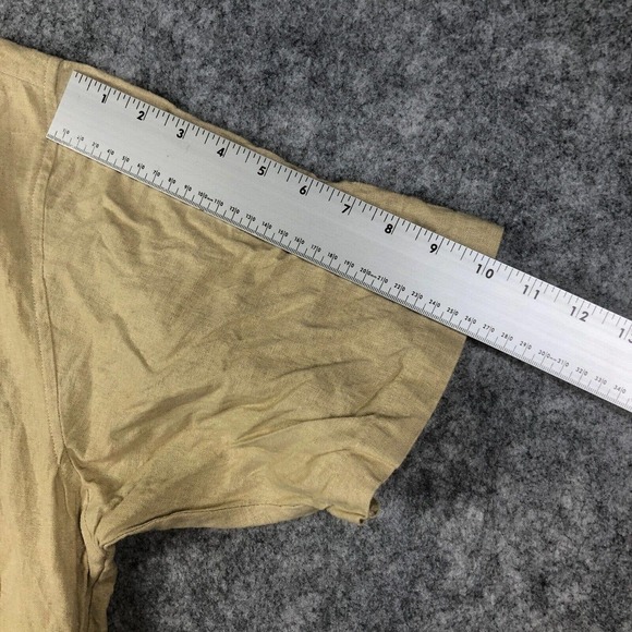 Trust Shirt Men's XL Short Sleeve Button Linen Rayon Blend Casual Adult Tan - Picture 7 of 9